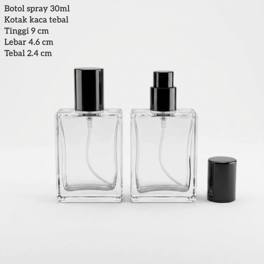 Botol Spray parfum 30ml kaca Tebal Kotak Ulir drat kosong refillable Premium