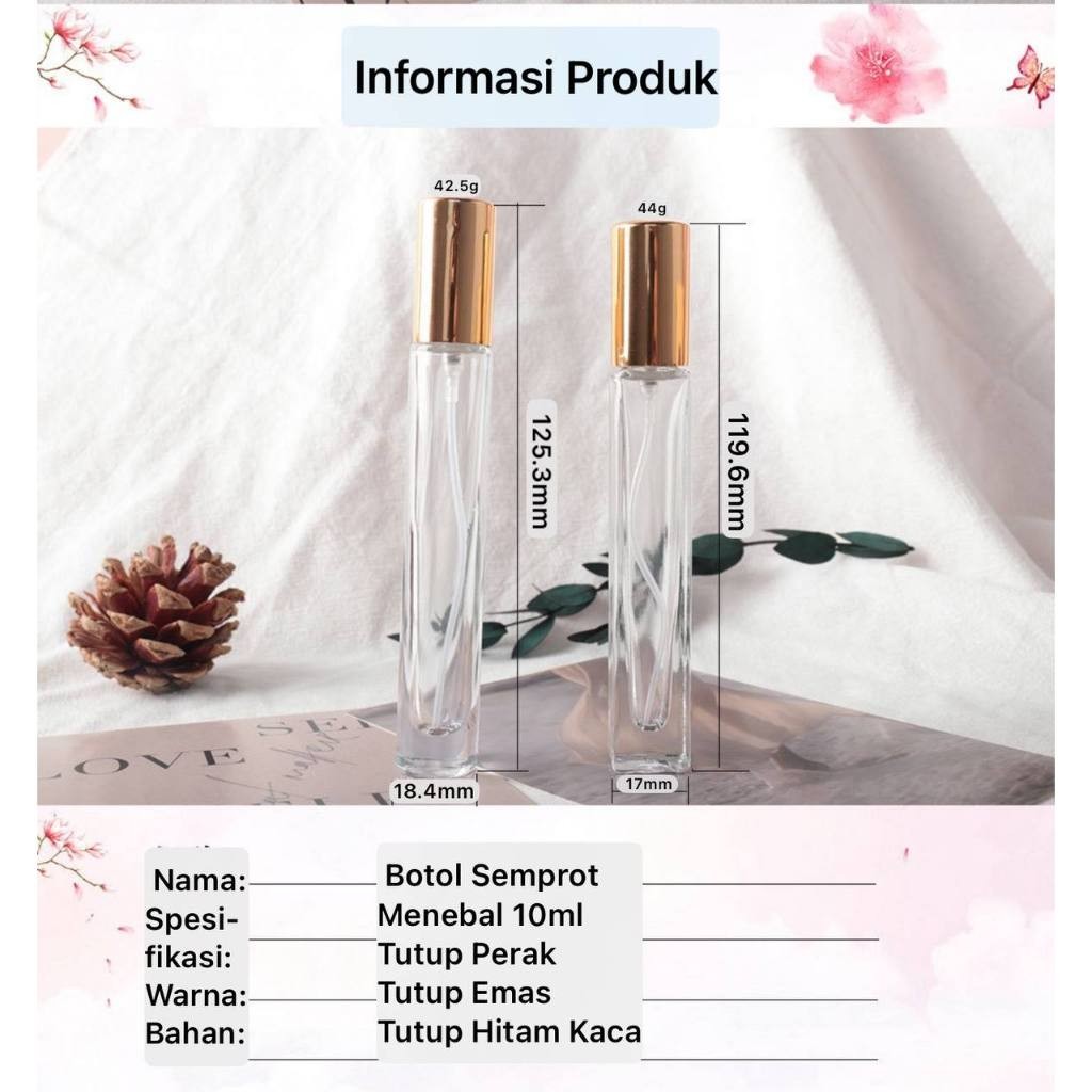 Botol spray 10ml kaca tebal bulat vial decant drat refillable 10TB